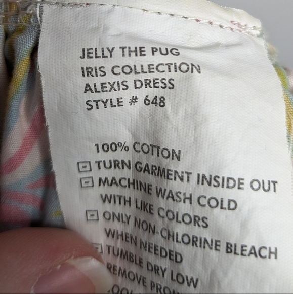 Jelly the Pug Iris collection Alexis colorful floral birdhouse cotton dress 6 - Picture 8 of 8